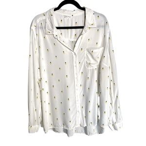 beachlunchlounge Pineapple Print Button-Down Top Size 2X